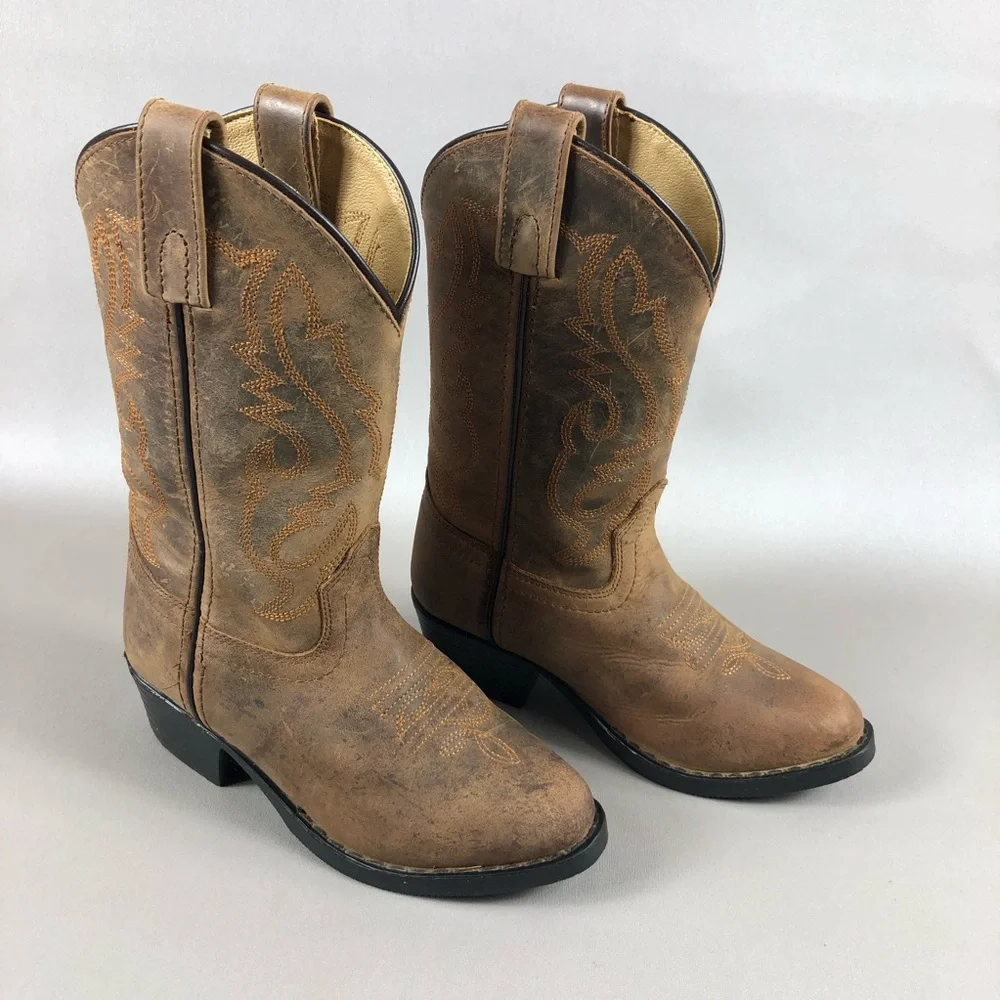 Kids Brown Western Pull-On Boots